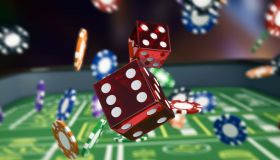 close up view of a craps table with dice