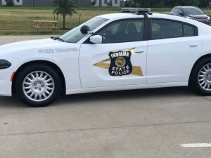 Side view of an Indiana State Police car