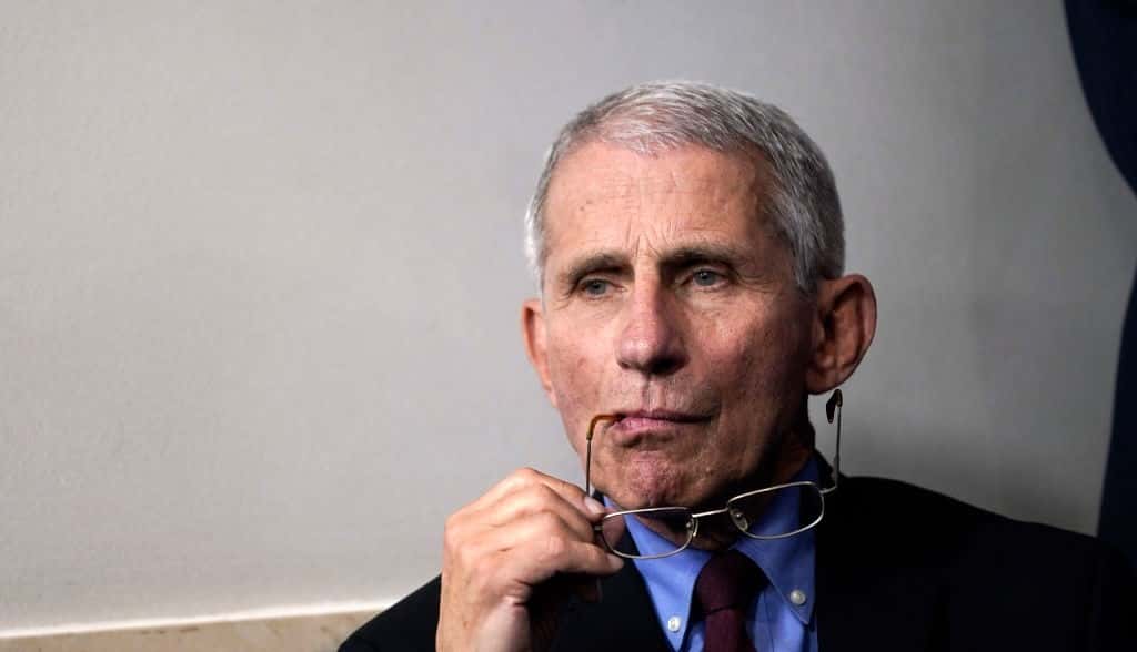 National Institute of Allergy and Infectious Diseases Director Anthony Fauci listens during a briefing on the coronavirus pandemic in the press briefing room of the White House on March 27, 2020 in Washington, DC. President Trump signed the H.R. 748, the CARES Act on Friday afternoon. Earlier in the day, the U.S. House of Representatives approved the $2 trillion stimulus bill that lawmakers hope will battle the economic effects of the COVID-19 pandemic.