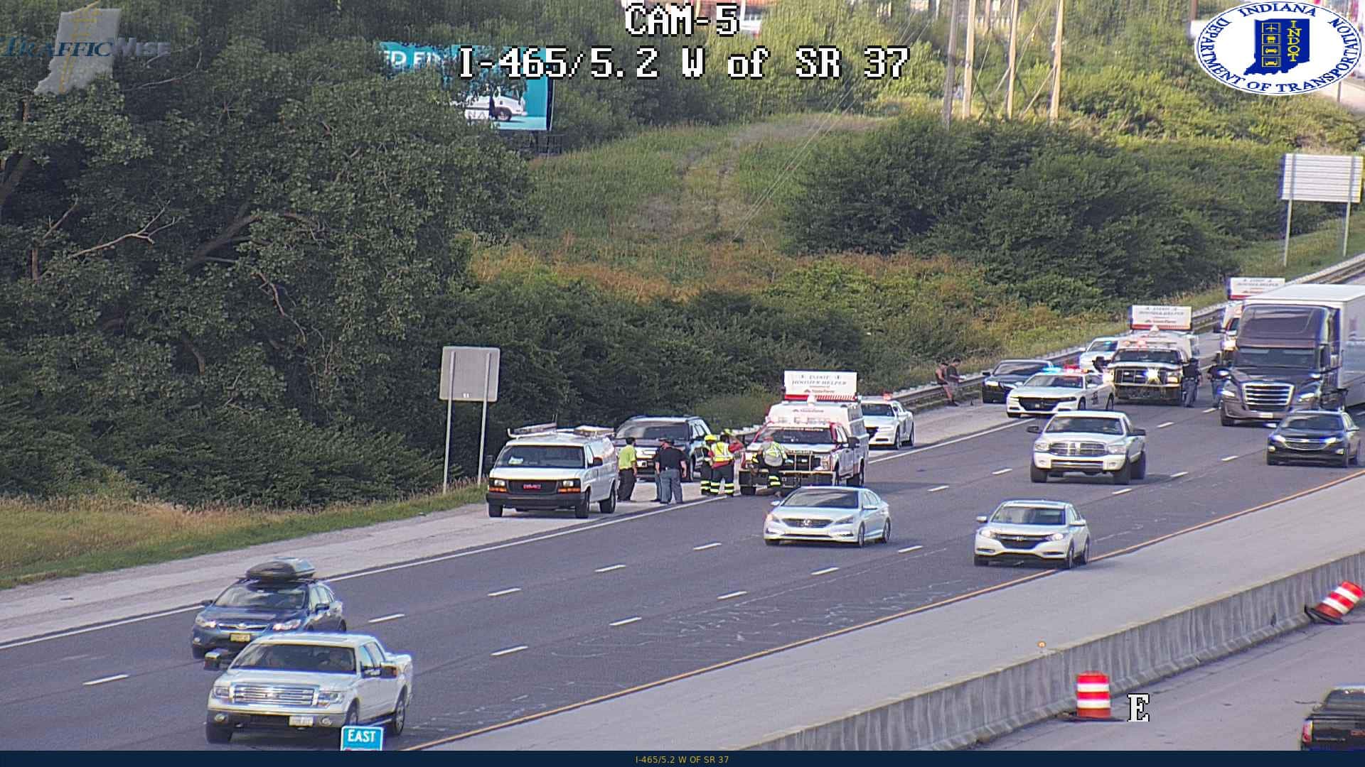 INDOT camera footage of the scene after the shooting on I-465