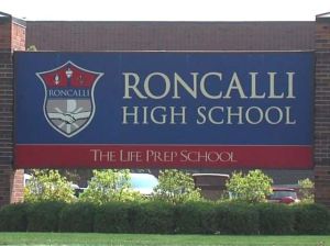A photo of a the Roncalli High School logo