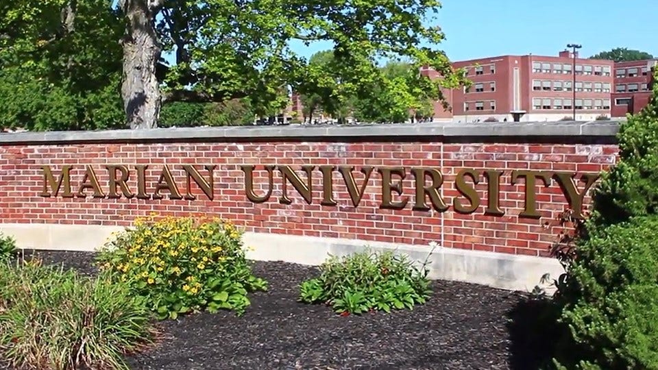 Marian University sign outside main entrance