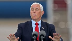 Vice President Mike Pence campaigns for President Donald Trump at a rally at Port City Air on October 21, 2020 in Portsmouth, Massachusetts. (Staff Photo By Matt Stone/ MediaNews Group/Boston Herald)