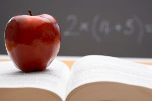 Apple on a desk