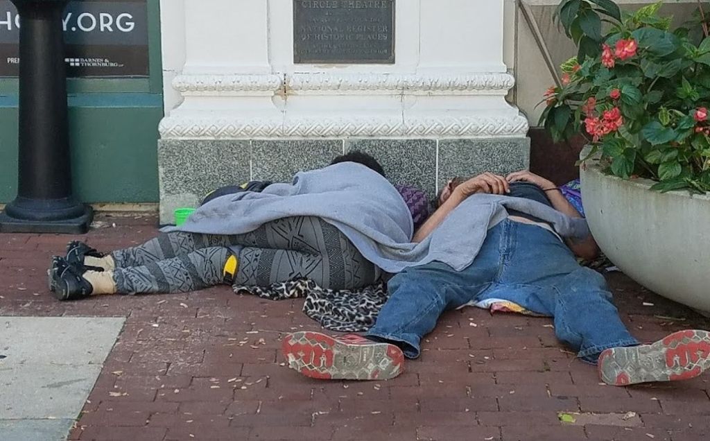Homeless asleep on the Circle