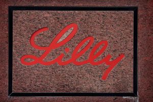 A sign for Eli Lilly in Indianapolis.