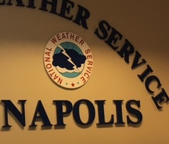 A sign for the National Weather Service Indianapolis