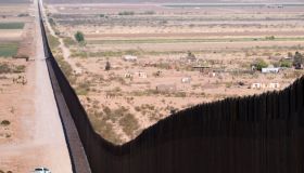 The border wall stretches along the U.S.-Mexico border on the Johnson Ranch near Columbus, N.M., on Monday, April 12, 2021. (Photo By Bill Clark/CQ-Roll Call, Inc via Getty Images)