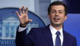 Pete Buttigieg speaking at a press conference