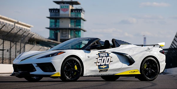 The 2021 Mid-Engine Corvette Stringray Convertible, which will pace the field at the Indianapolis 500.