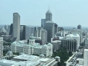 The skyline of downtown Indianapolis from the JW Marriott