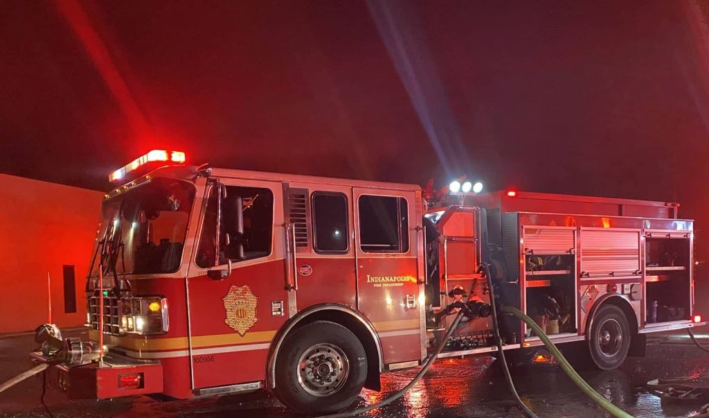 Current image: A fire truck belonging to the Indianapolis Fire Department.