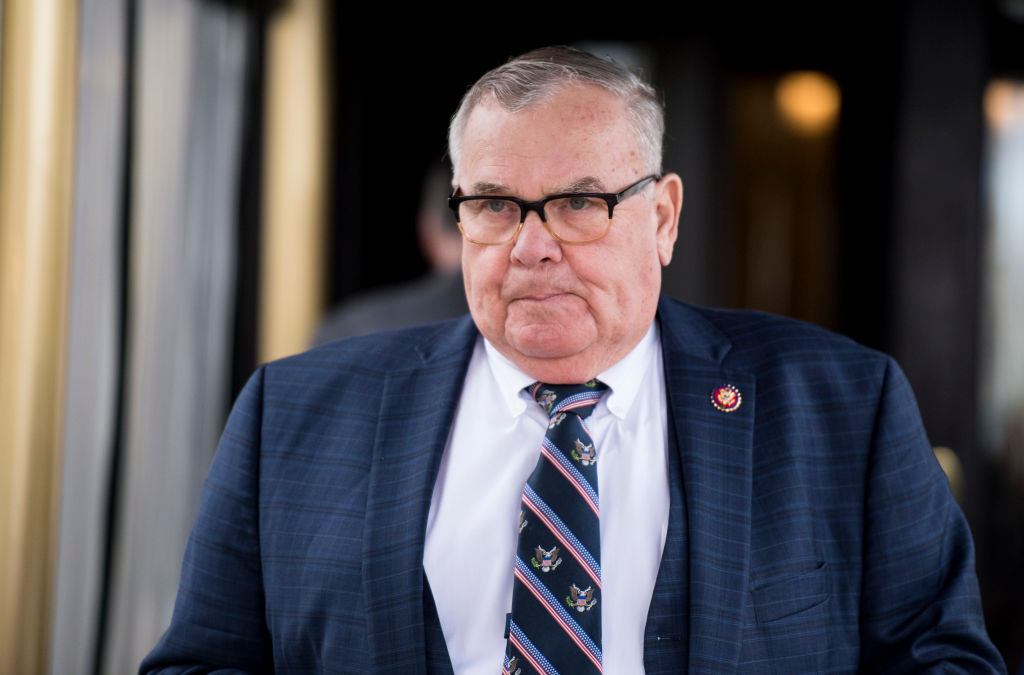 Rep. Jim Baird, R-Ind., leaves the House Republican Conference meeting at the Capitol Hill Club on Tuesday, Oct. 22, 2019.