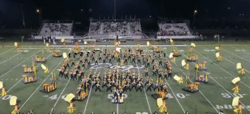 The Sound of Brownsburg performs during halftime of a Brownsburg High School football game