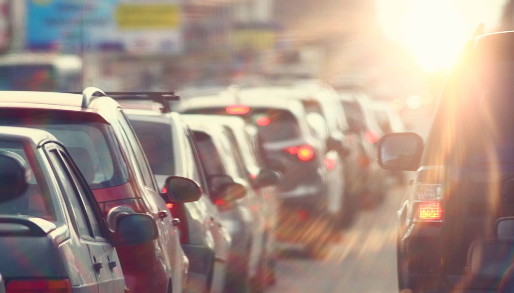 A traffic jam in the city.