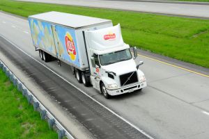 Frito-Lay snack foods move along by tractor-trailer on Interstate 74 during the COVID-19 Pandemic, Monday, May 4, 2020, in Veedersburg, Indiana. (Photo by David Allio/Icon Sportswire via Getty Images)