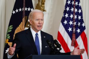 President Joe Biden speaks during an event to mark the 2010 passage of the Affordable Care Act in the East Room of the White House on April 5, 2022