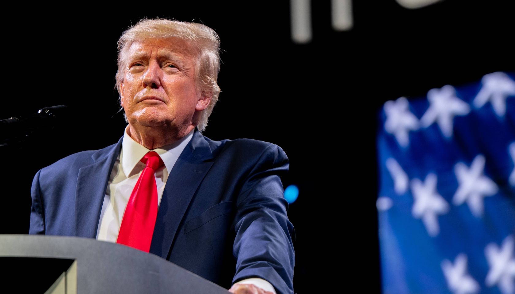 AUSTIN, TEXAS - MAY 14: Former U.S. President Donald Trump speaks during the American Freedom Tour at the Austin Convention Center on May 14, 2022 in Austin, Texas. The national event gathered conservatives from around the country to defend, empower and help promote conservative agendas nationwide.