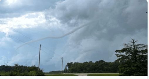 A landspout tornado touches down briefly in Randolph County