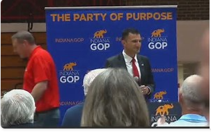 A photo of Rudy Yakym at his acceptance speech on Saturday