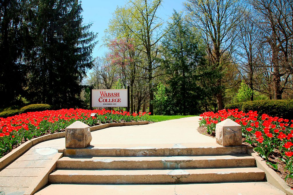 Walkway entrance to campus at Wabash College in Crawfordsville Indiana