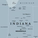 Indiana, IN, gray political map, US state, The Hoosier State