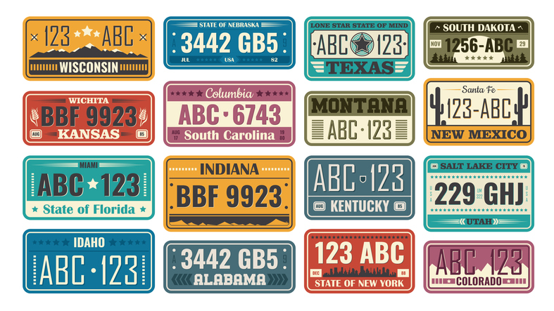 USA license plate set