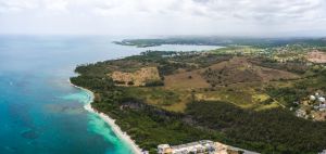 Panoramic aerial shot of Cabo Rojo coast Puerto Rico