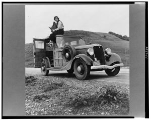 Dorothea Lange, Resettlement Administration photographer, in California, 1936