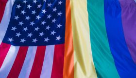 United States and LGBTI flags together