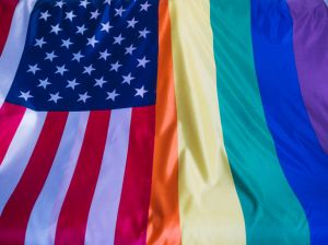 United States and LGBTI flags together