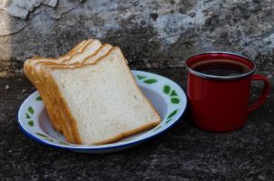White breads and coffee