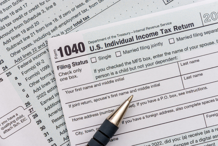 US form 1040, individual Income tax return document