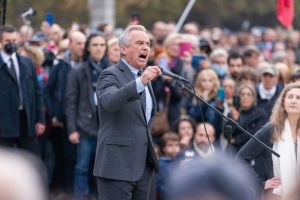 Robert F. Kennedy Jr. Attends The No Green Pass Protest In Milan