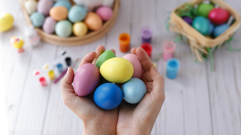Handful of colorful Easter eggs