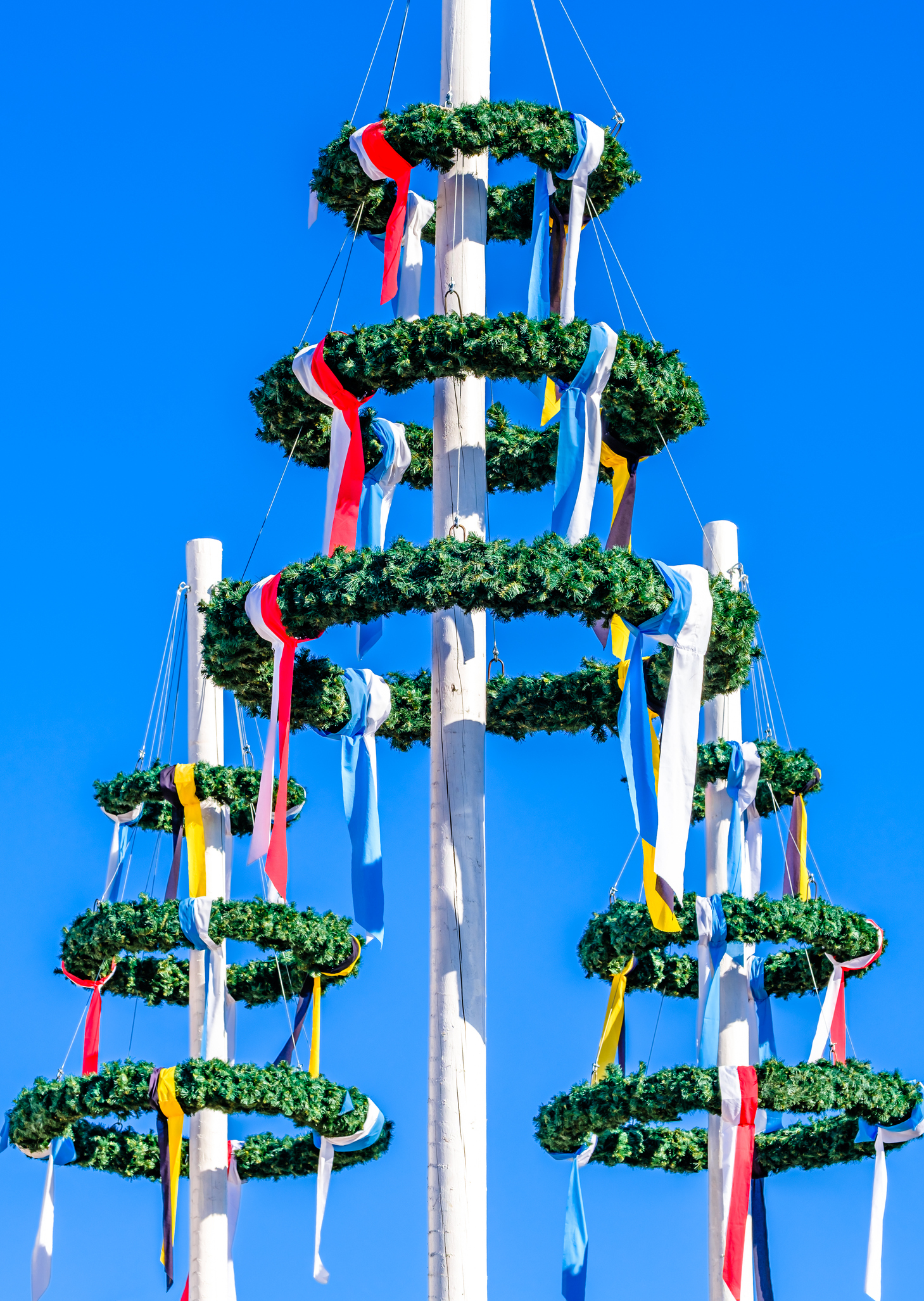 typical bavarian maypole with wreath