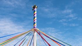 Traditional English Maypole & Coloured Ribbons