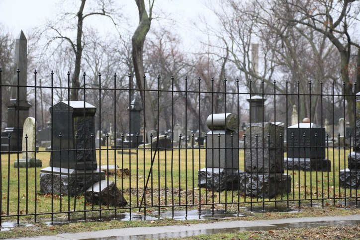 A horror concept of a spooky graveyard