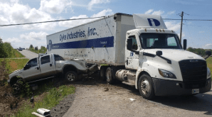 Truck crashes into semi