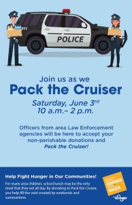 Flyer for "Pack the Cruisers" Food Drive