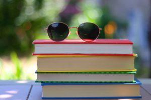 Colorful Books and Sunglasses