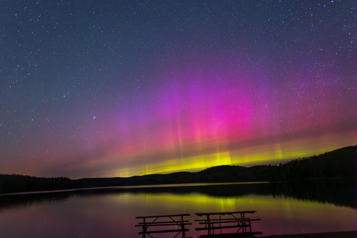 Scenic view of lake against sky at night,Huntsville,Ontario,Canada