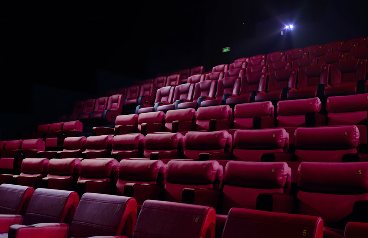 Cinema red seats in a movie theater