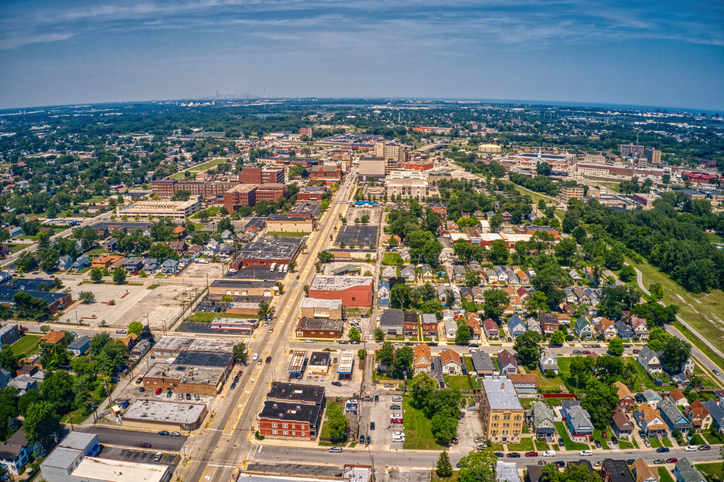 Aerial View of Hammond, Indiana during Summer