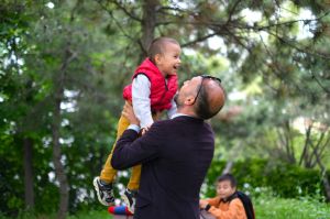 Joyful moments of father and his little boy