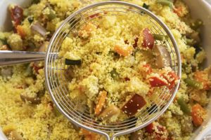 vegetarian couscous with assorted vegetables
