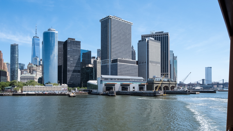 View of Whitehall Terminal, a ferry terminal used by the Staten Island Ferry in New York