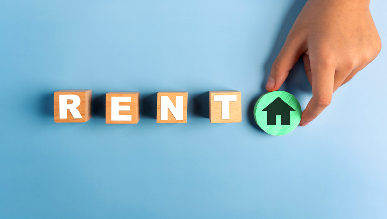 The concept of renting housing and real estate. The cost of a rented home or apartment.