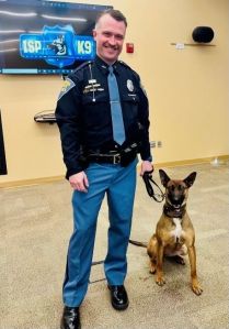 Image of New ISP K-9 Officer Daisy and Handler Pair