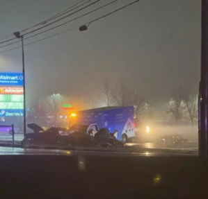 Crash on Michigan Road w Ambulance